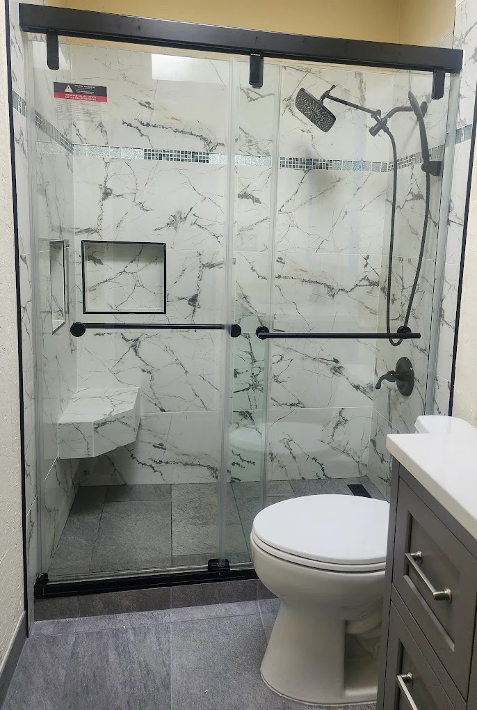 Bathroom remodel after completing in South San Francisco. Copyright Romy Construction